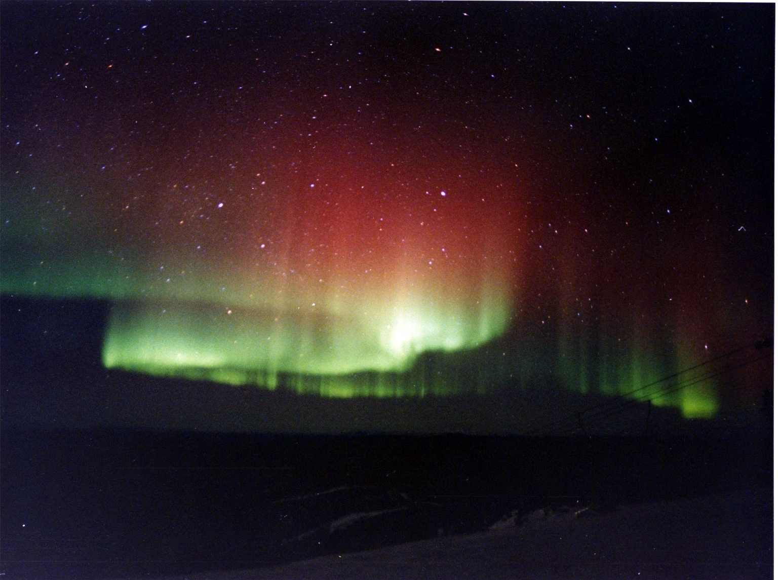 The Northern Lights in a blazing red above Fairbanks 