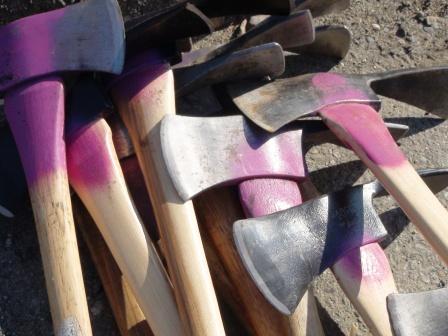 Tools of the trade: employees received instruction on how to use axes, shovels and pruners with minimal impact to natural vegetation.