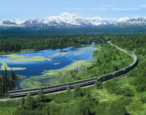 Princess Railcars with Denali in the background