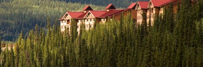 Alaska Lodge Exterior - Denali Princess Wilderness Lodge sits above the Nenana River