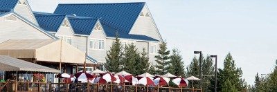 Fairbanks Princess Riverside lodge deck overlooking the beautiful Chena River