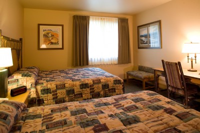 Standard room at Denali Princess Wilderness Lodge with two queen beds