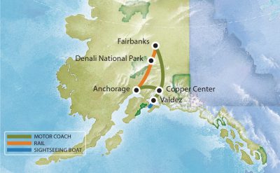 Map of Escorted Parks and Glaciers Tour