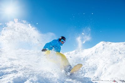 A snowboarder in Alaska