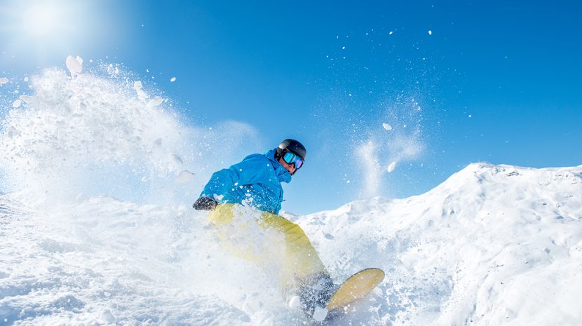 A snowboarder in Alaska