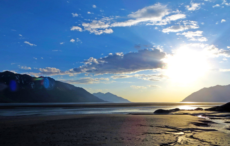 Dramatic low tide near dusk.