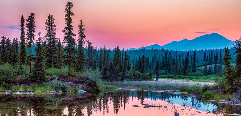 Beautiful Alaska wilderness at dusk
