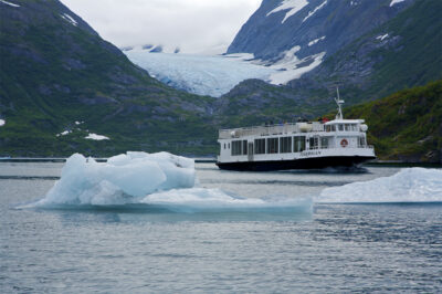 Boat near iceberg
